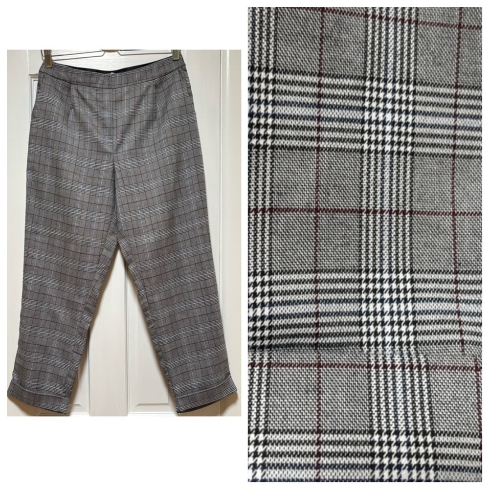 Ci Sono Gray Checkered Ankle Pants